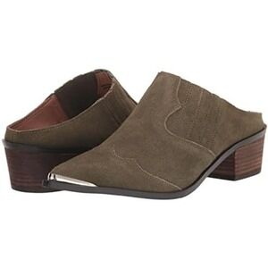 Chinese Laundry Olive Green Suede Western Mules Pointed Metal Tip 8.5